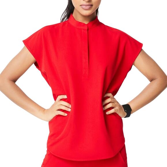 Figs Tops - FIGS Rafaela Oversized Scrub Top Women's XS Pop Red Limited Edition Medical Rare